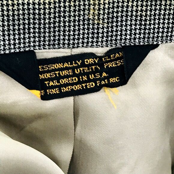 Johnny Carson Vtg Sport Coat Rare Double Breast 42 44 Houndstooth Black Gray 70s - Picture 5 of 16